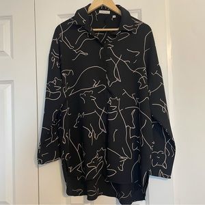 Babaron Fox Print Long Sleeve Blouse